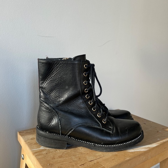 Patrizia Pepe Leather Moto Boots - Picture 2 of 6